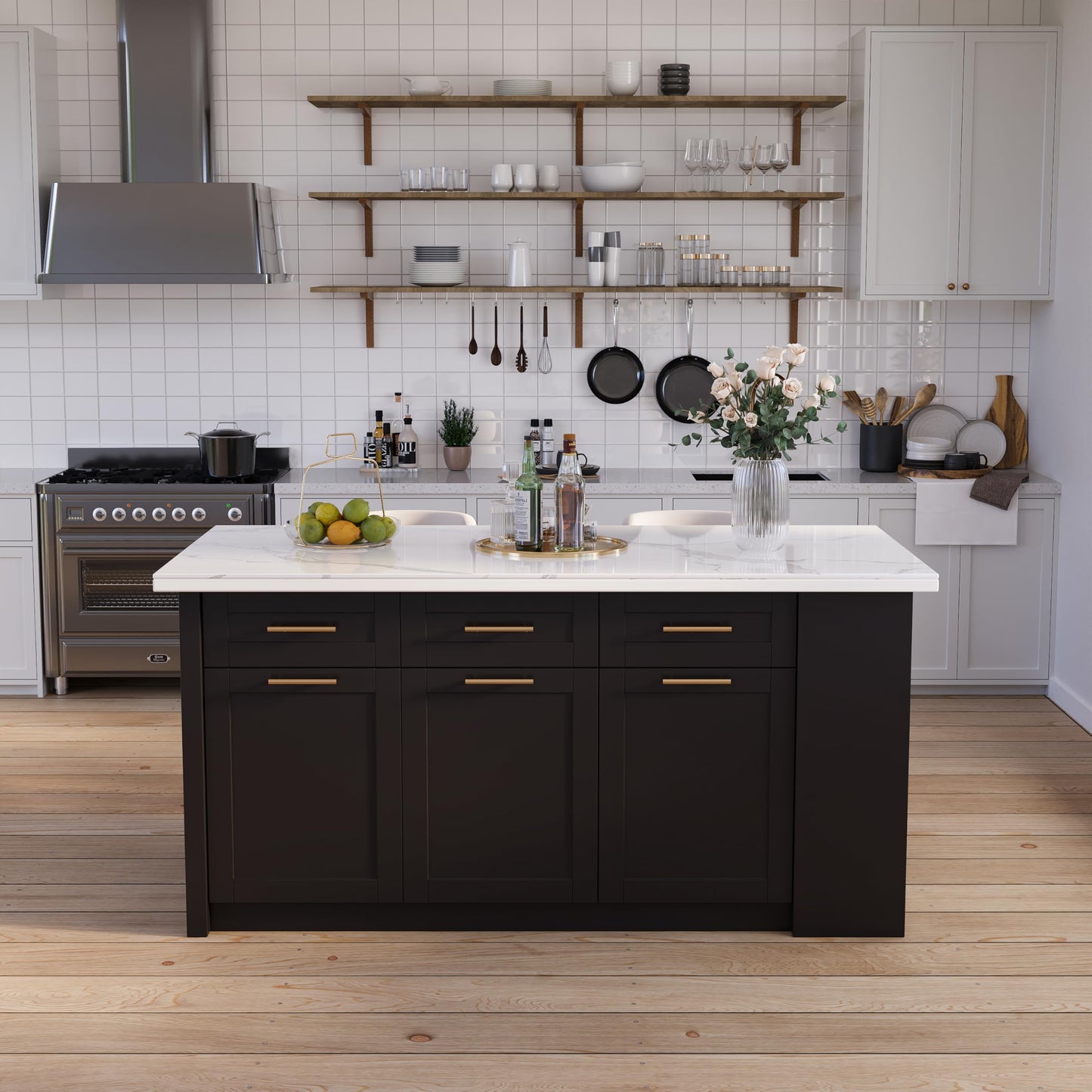 homary 71" White Kitchen Island with Storage Large Kitchen Cabinet with Drawers & Sintered Stone Top Island Table for Dining Room