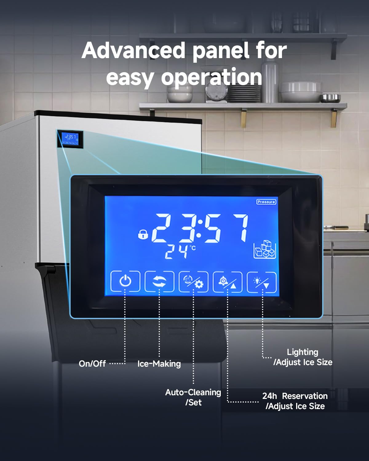 EUHOMY Commercial Ice Maker Machine, Industrial Ice Machine, 250Lbs Storage, Ice Ready in 11-20min, Stainless Steel Ice Maker for Bar/Cafe/Restaurant/Business