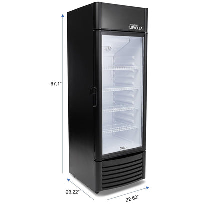 PremiumLevella PRF90DX Glass Door Display Refrigerator Commercial Beverage Cooler Merchandiser With Customizable Lightbox