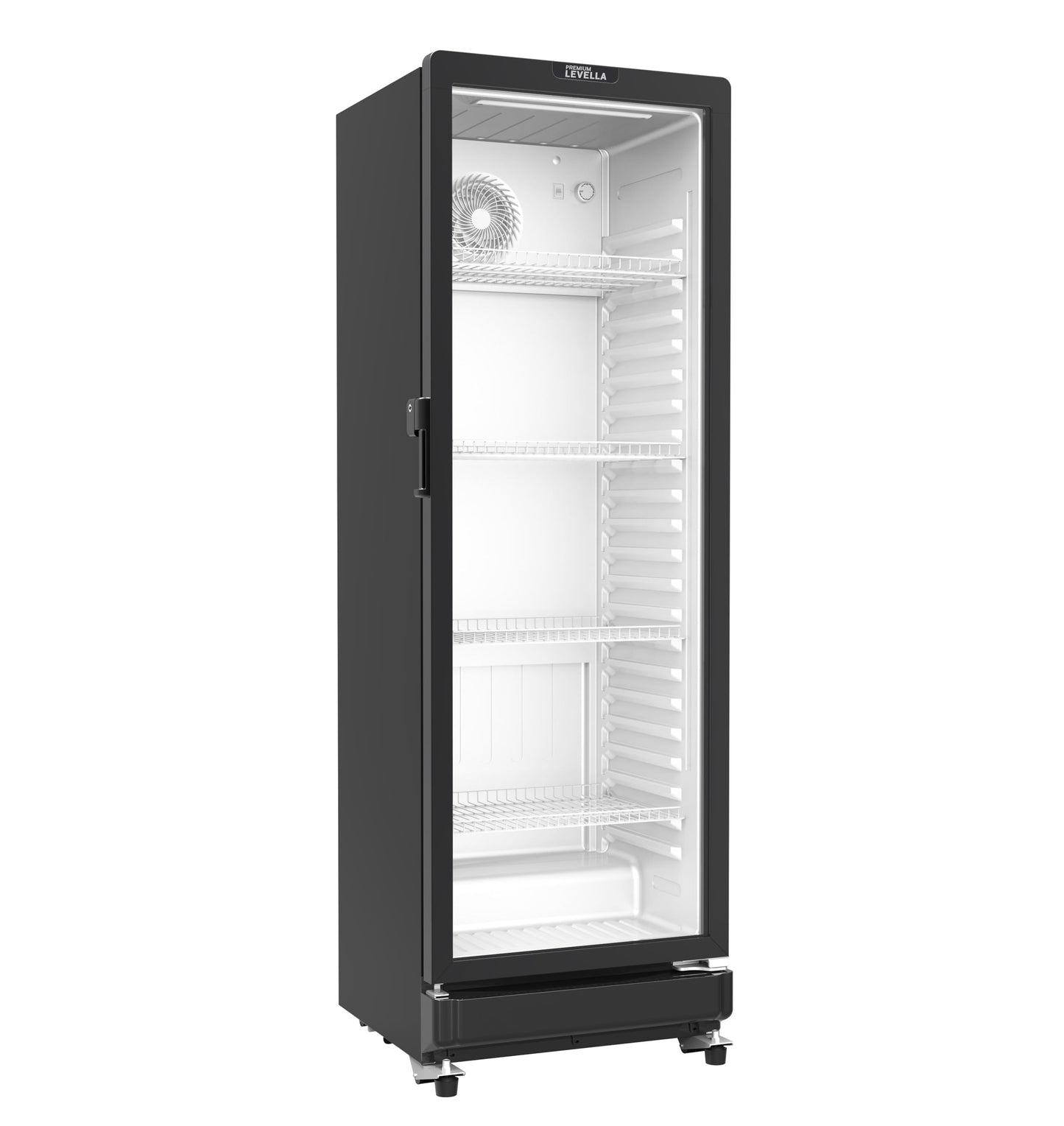 PremiumLevella PRF90DX Glass Door Display Refrigerator Commercial Beverage Cooler Merchandiser With Customizable Lightbox
