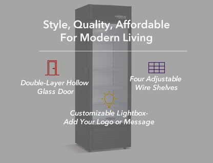 PremiumLevella PRF90DX Glass Door Display Refrigerator Commercial Beverage Cooler Merchandiser With Customizable Lightbox
