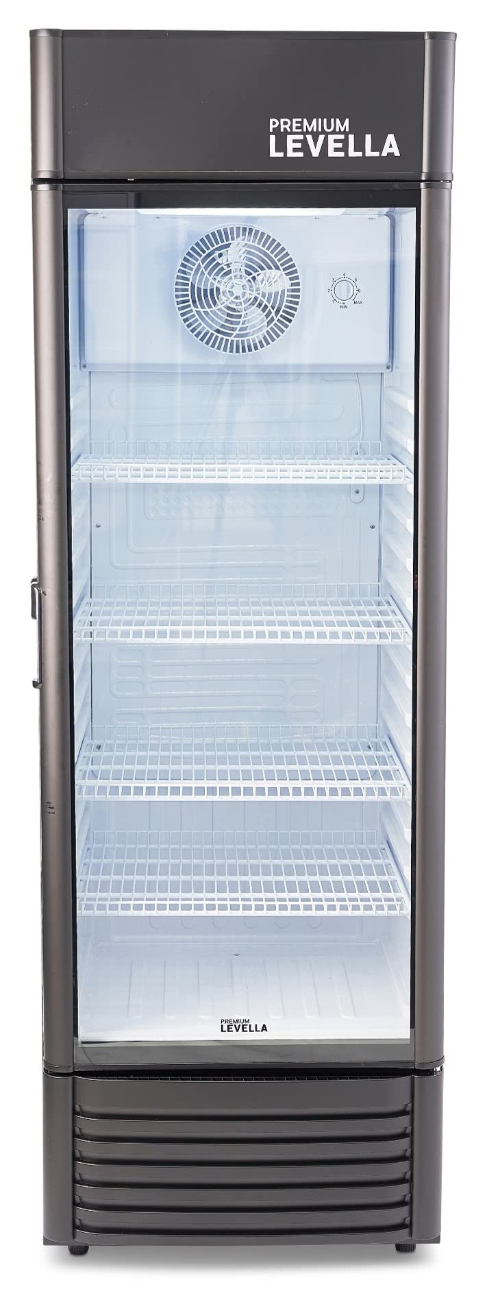PremiumLevella PRF90DX Glass Door Display Refrigerator Commercial Beverage Cooler Merchandiser With Customizable Lightbox