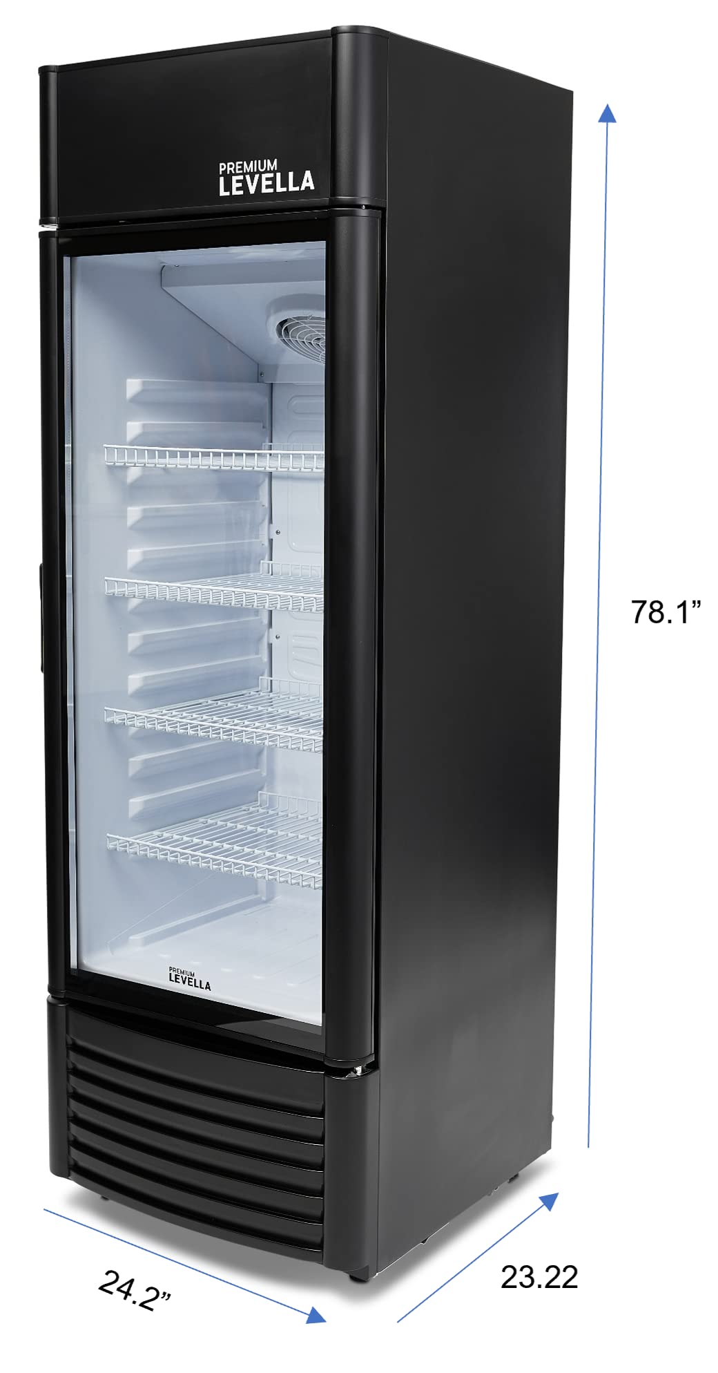 PremiumLevella PRF90DX Glass Door Display Refrigerator Commercial Beverage Cooler Merchandiser With Customizable Lightbox
