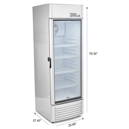 PremiumLevella PRF90DX Glass Door Display Refrigerator Commercial Beverage Cooler Merchandiser With Customizable Lightbox