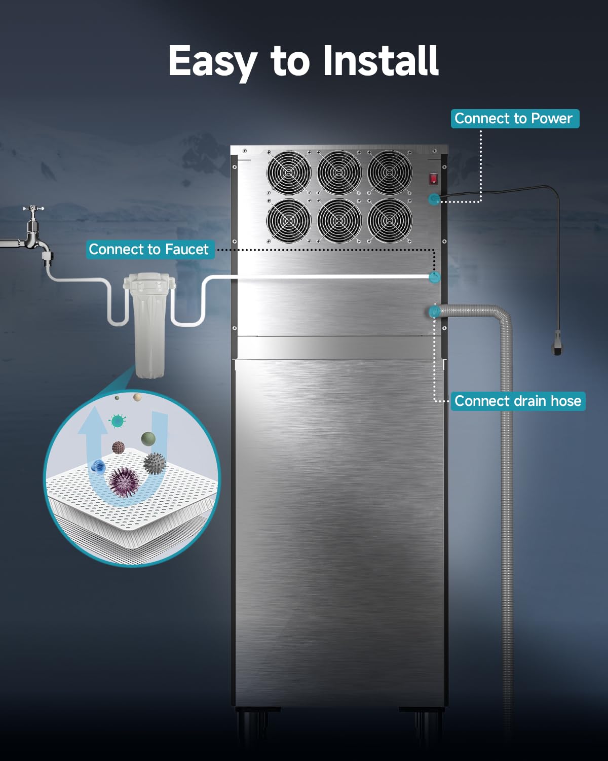 EUHOMY Commercial Ice Maker Machine, Industrial Ice Machine, 250Lbs Storage, Ice Ready in 11-20min, Stainless Steel Ice Maker for Bar/Cafe/Restaurant/Business