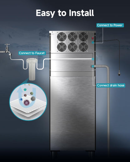 EUHOMY Commercial Ice Maker Machine, Industrial Ice Machine, 250Lbs Storage, Ice Ready in 11-20min, Stainless Steel Ice Maker for Bar/Cafe/Restaurant/Business
