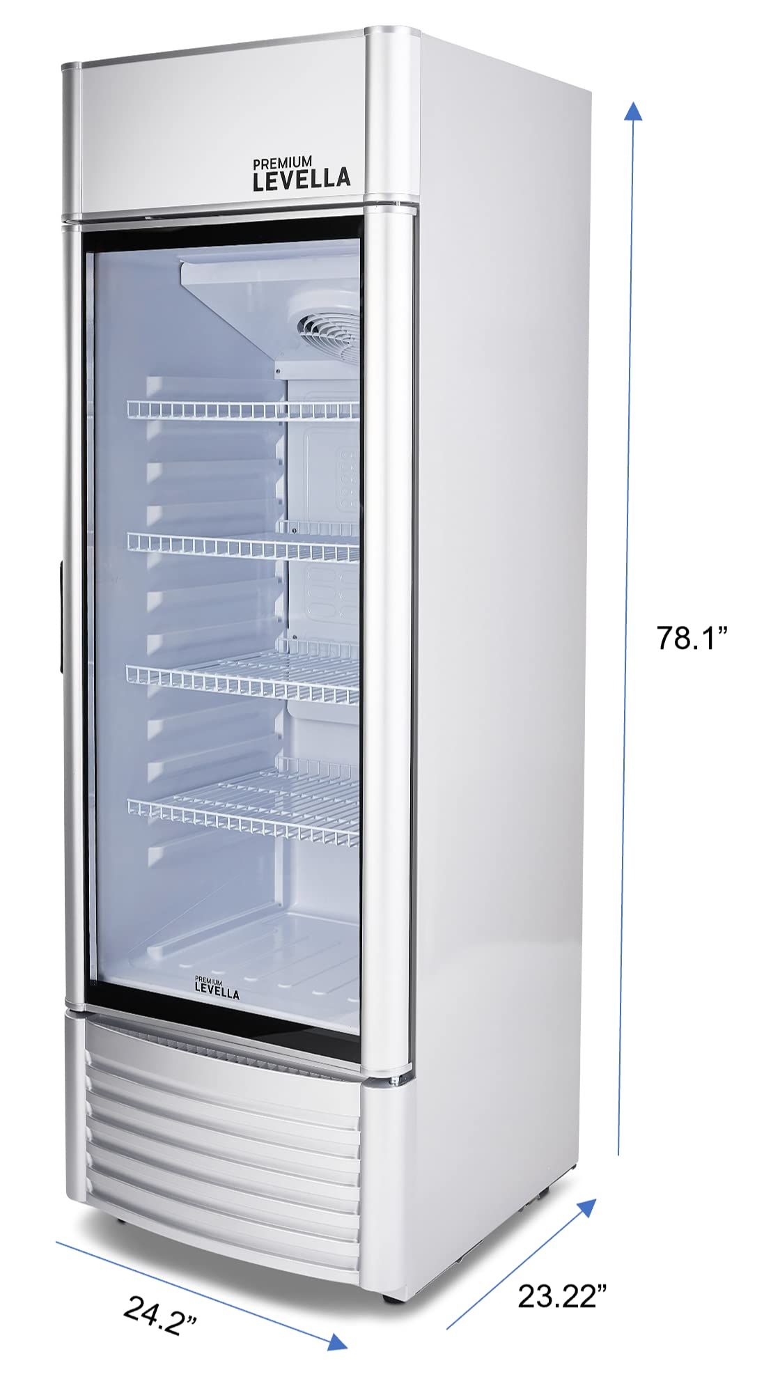 PremiumLevella PRF90DX Glass Door Display Refrigerator Commercial Beverage Cooler Merchandiser With Customizable Lightbox