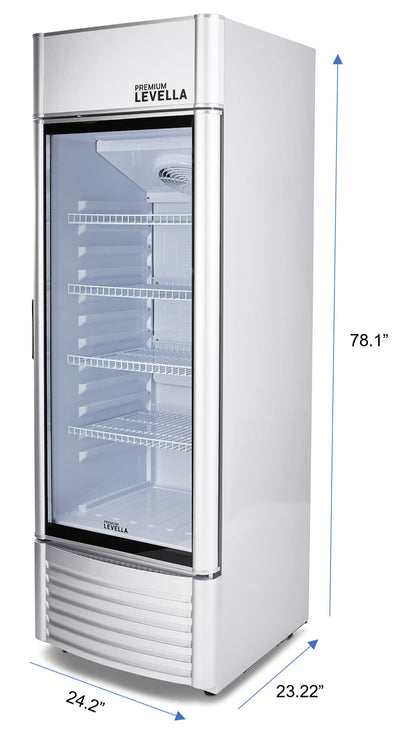 PremiumLevella PRF90DX Glass Door Display Refrigerator Commercial Beverage Cooler Merchandiser With Customizable Lightbox