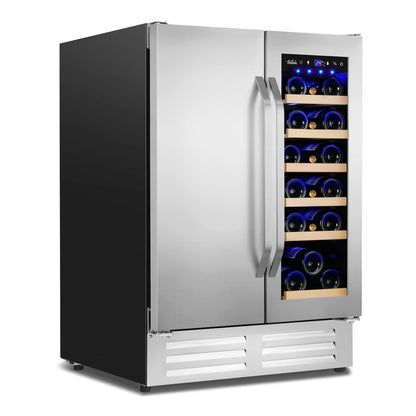 180 Bottles Wine Fridge 24 Inch Dual Zone Wine Cooler Refrigerator Freestanding Wine Refrigerator with Glass Door and Safety Lock, Large Wine Cellar for Home, Office, Kitchen