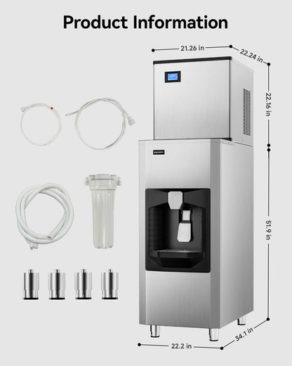EUHOMY Commercial Ice Maker Machine, Industrial Ice Machine, 250Lbs Storage, Ice Ready in 11-20min, Stainless Steel Ice Maker for Bar/Cafe/Restaurant/Business