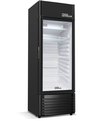 PremiumLevella PRF90DX Glass Door Display Refrigerator Commercial Beverage Cooler Merchandiser With Customizable Lightbox