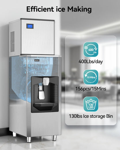 EUHOMY Commercial Ice Maker Machine, Industrial Ice Machine, 250Lbs Storage, Ice Ready in 11-20min, Stainless Steel Ice Maker for Bar/Cafe/Restaurant/Business