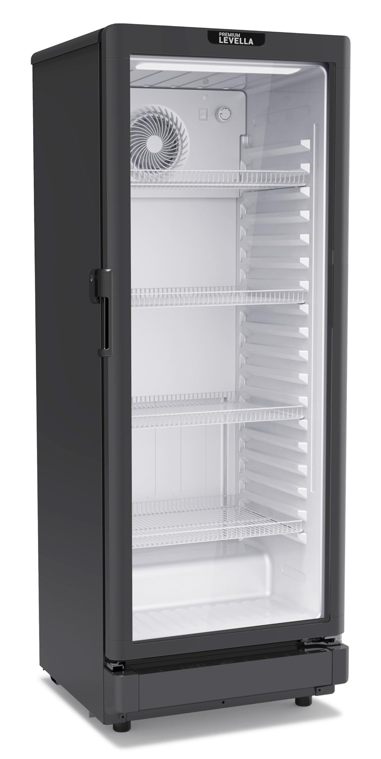 PremiumLevella PRF90DX Glass Door Display Refrigerator Commercial Beverage Cooler Merchandiser With Customizable Lightbox
