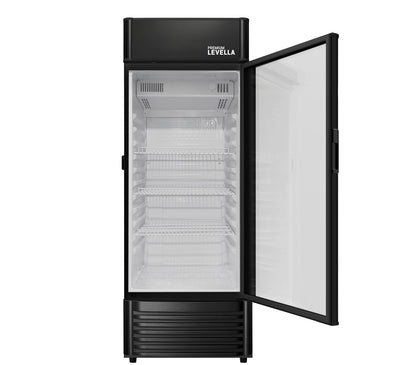PremiumLevella PRF90DX Glass Door Display Refrigerator Commercial Beverage Cooler Merchandiser With Customizable Lightbox