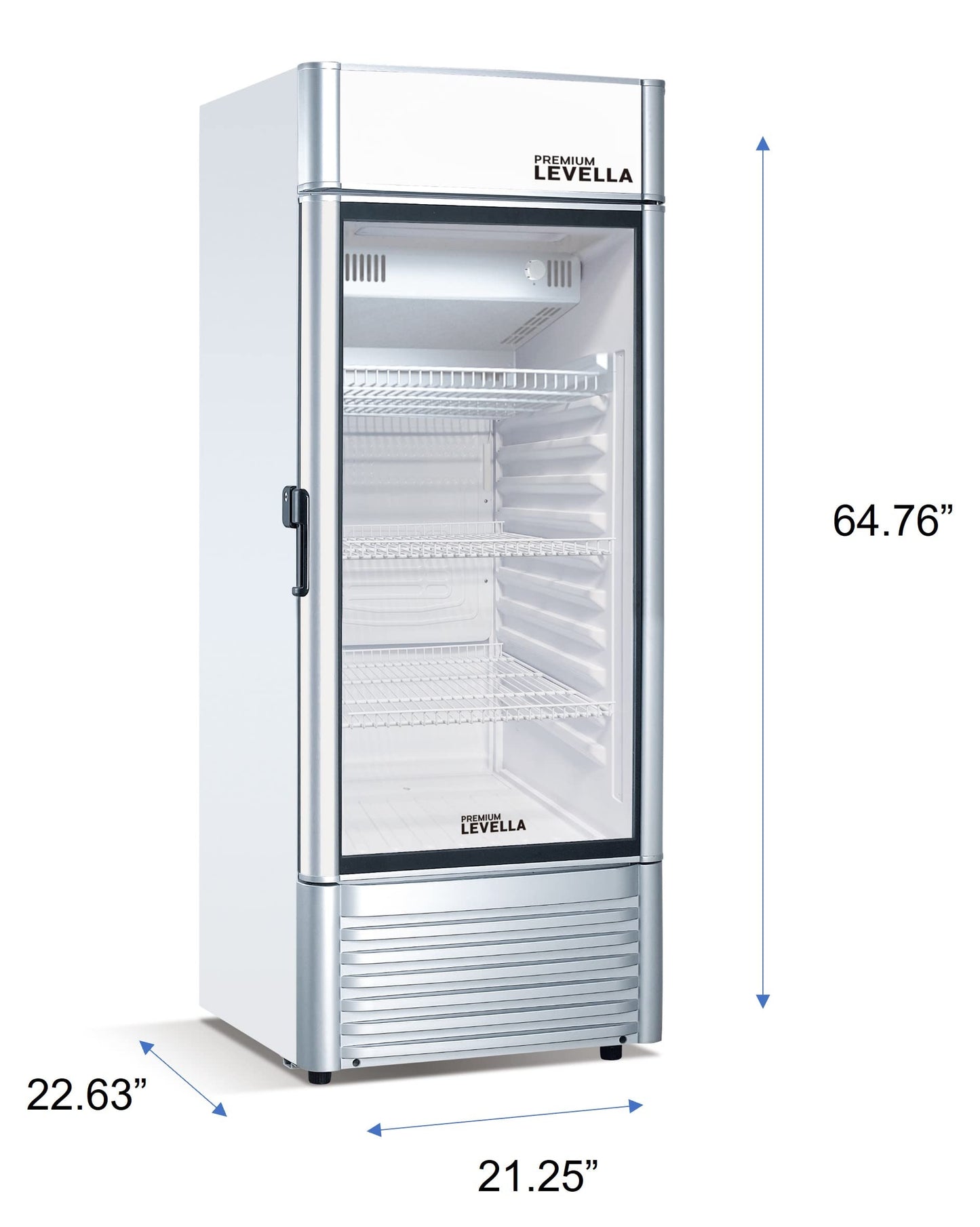 PremiumLevella PRF90DX Glass Door Display Refrigerator Commercial Beverage Cooler Merchandiser With Customizable Lightbox