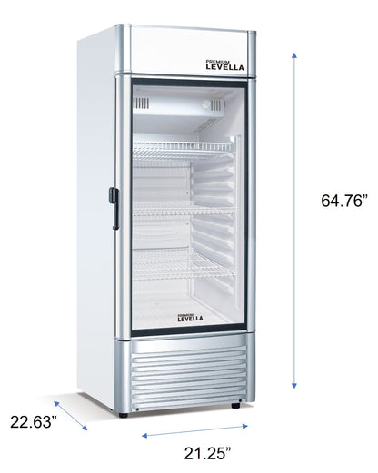 PremiumLevella PRF90DX Glass Door Display Refrigerator Commercial Beverage Cooler Merchandiser With Customizable Lightbox