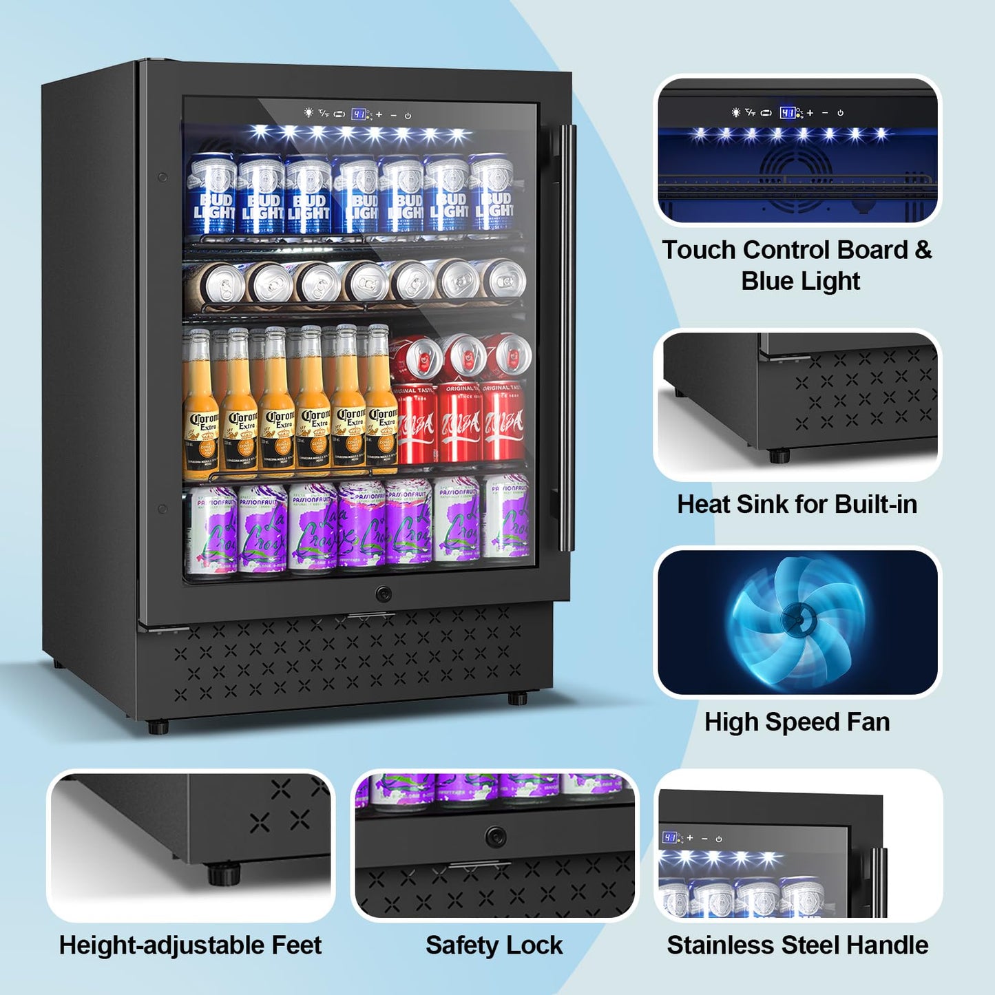 180 Bottles Wine Fridge 24 Inch Dual Zone Wine Cooler Refrigerator Freestanding Wine Refrigerator with Glass Door and Safety Lock, Large Wine Cellar for Home, Office, Kitchen