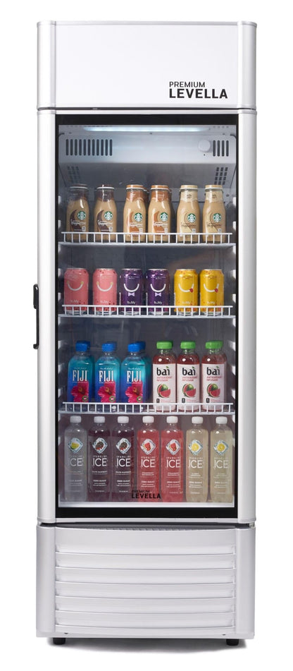 PremiumLevella PRF90DX Glass Door Display Refrigerator Commercial Beverage Cooler Merchandiser With Customizable Lightbox