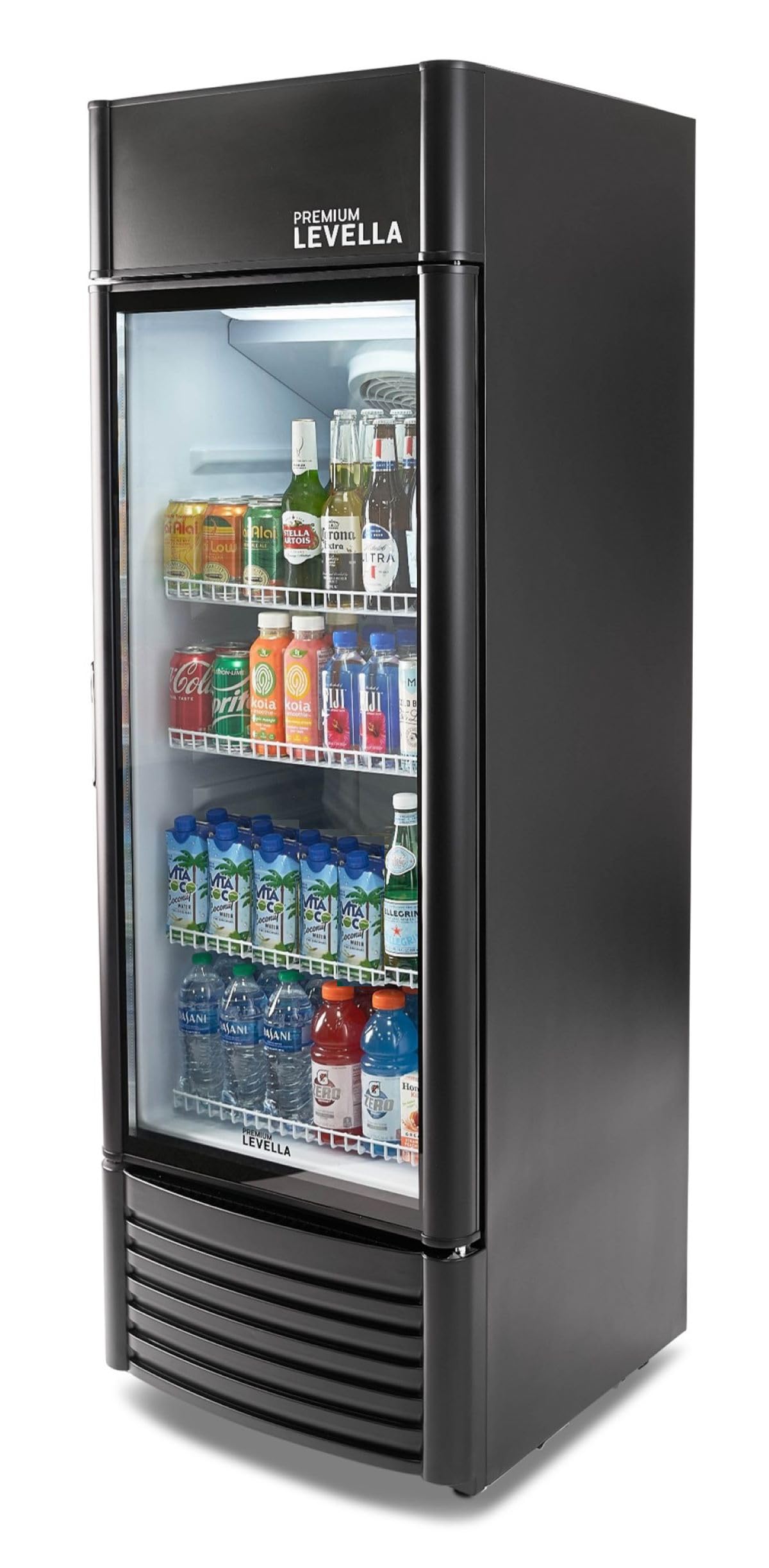 PremiumLevella PRF90DX Glass Door Display Refrigerator Commercial Beverage Cooler Merchandiser With Customizable Lightbox