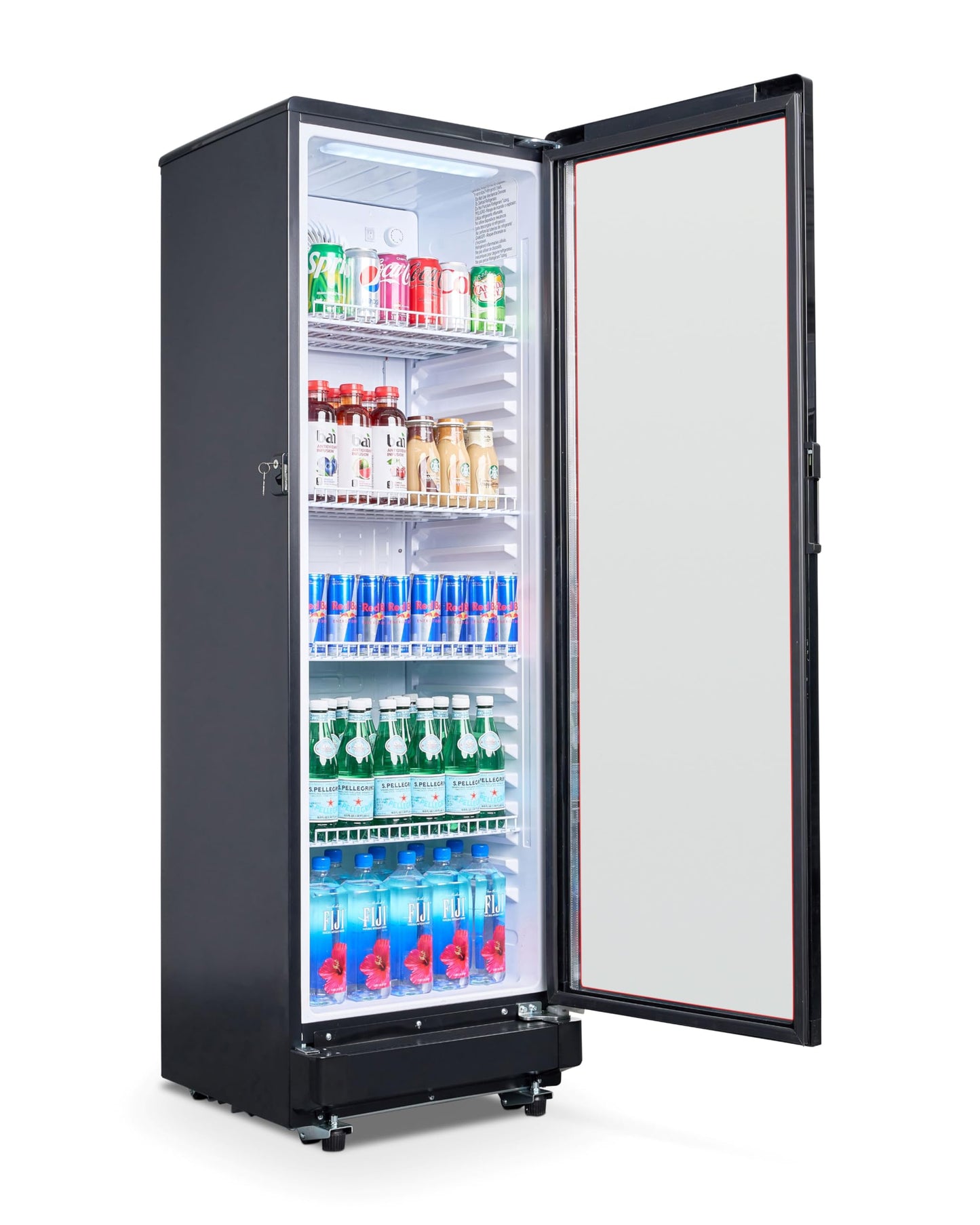 PremiumLevella PRF90DX Glass Door Display Refrigerator Commercial Beverage Cooler Merchandiser With Customizable Lightbox
