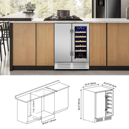 180 Bottles Wine Fridge 24 Inch Dual Zone Wine Cooler Refrigerator Freestanding Wine Refrigerator with Glass Door and Safety Lock, Large Wine Cellar for Home, Office, Kitchen