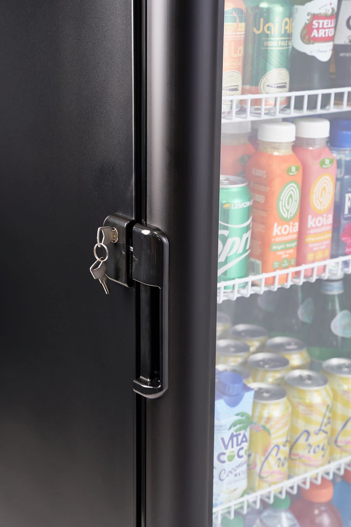 PremiumLevella PRF90DX Glass Door Display Refrigerator Commercial Beverage Cooler Merchandiser With Customizable Lightbox