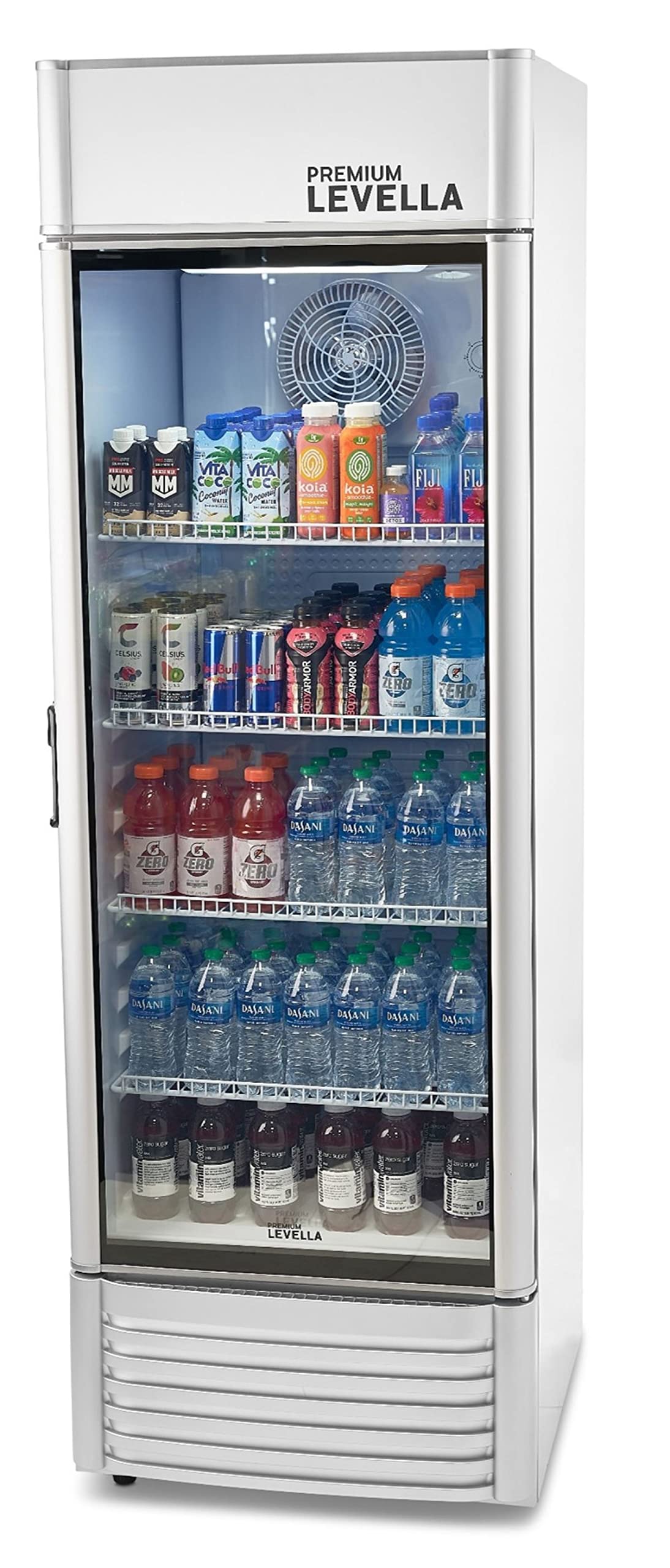 PremiumLevella PRF90DX Glass Door Display Refrigerator Commercial Beverage Cooler Merchandiser With Customizable Lightbox