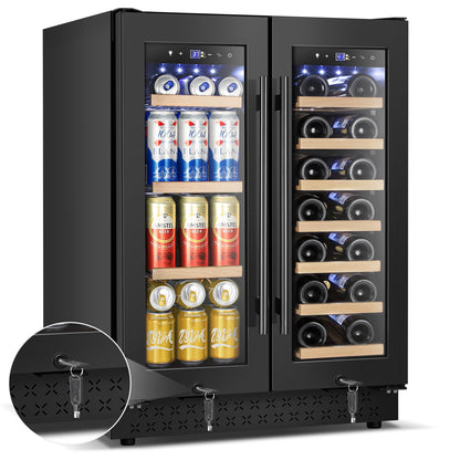 180 Bottles Wine Fridge 24 Inch Dual Zone Wine Cooler Refrigerator Freestanding Wine Refrigerator with Glass Door and Safety Lock, Large Wine Cellar for Home, Office, Kitchen