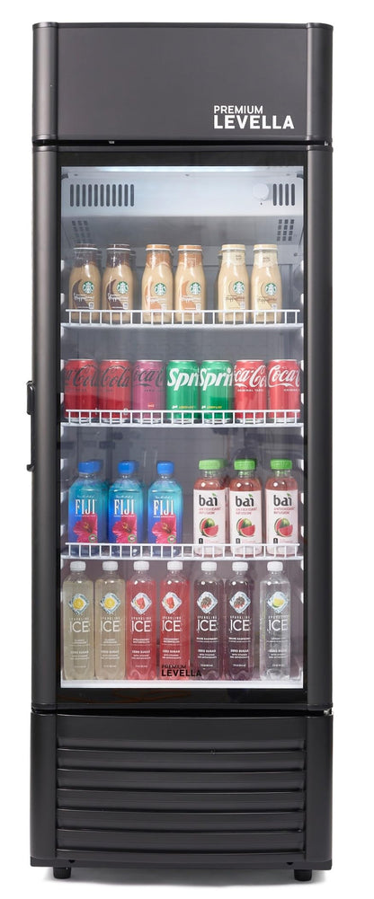 PremiumLevella PRF90DX Glass Door Display Refrigerator Commercial Beverage Cooler Merchandiser With Customizable Lightbox