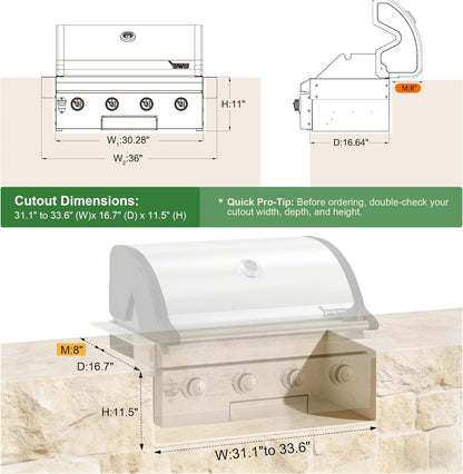 Brand-Man Gas Grill Built-In Head, Natural Gas Convertible