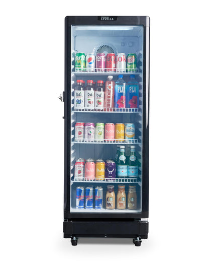 PremiumLevella PRF90DX Glass Door Display Refrigerator Commercial Beverage Cooler Merchandiser With Customizable Lightbox