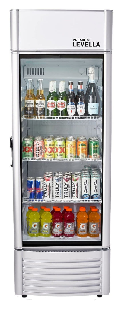 PremiumLevella PRF90DX Glass Door Display Refrigerator Commercial Beverage Cooler Merchandiser With Customizable Lightbox