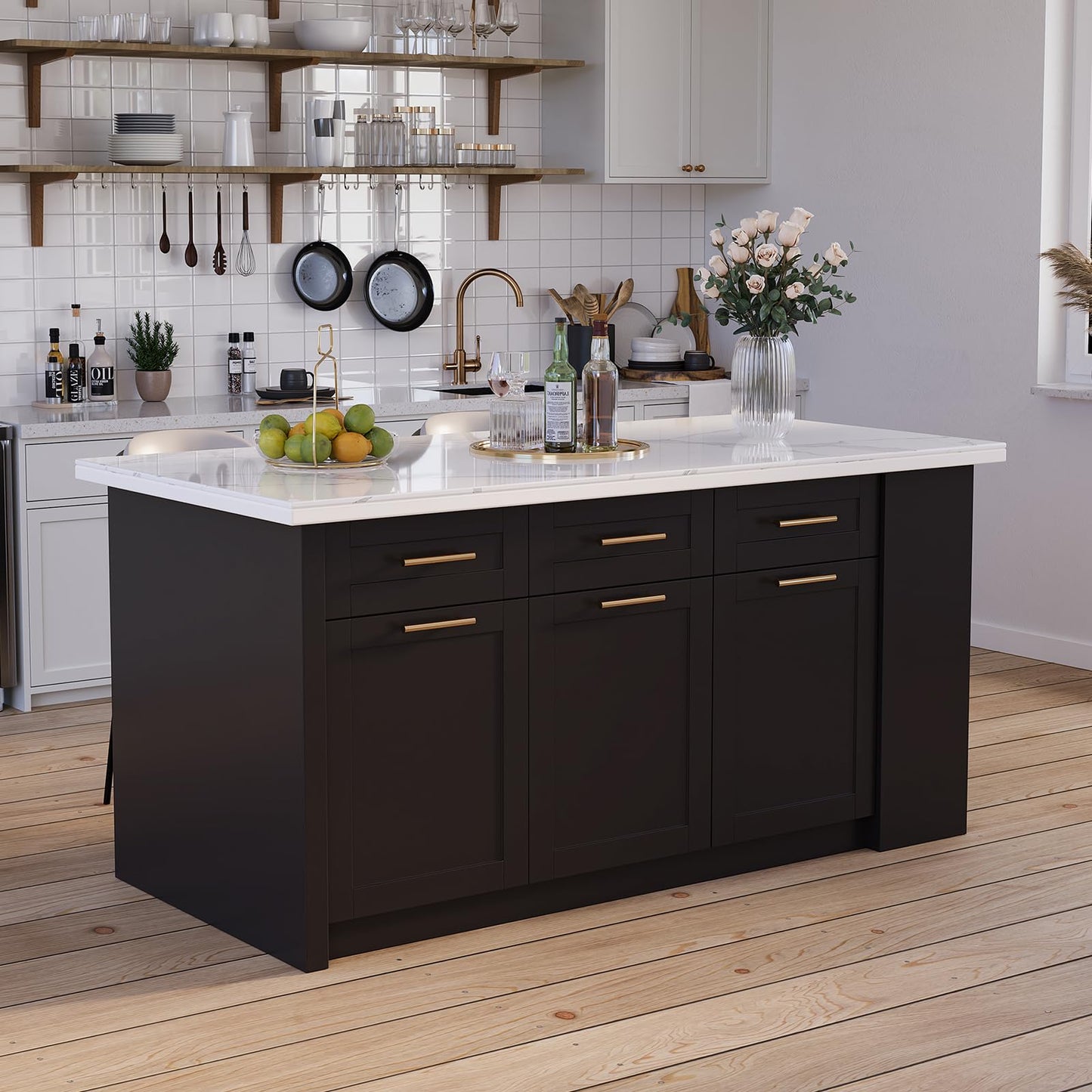 homary 71" White Kitchen Island with Storage Large Kitchen Cabinet with Drawers & Sintered Stone Top Island Table for Dining Room