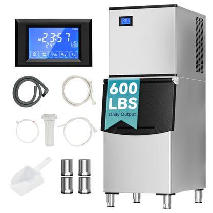 EUHOMY Commercial Ice Maker Machine, Industrial Ice Machine, 250Lbs Storage, Ice Ready in 11-20min, Stainless Steel Ice Maker for Bar/Cafe/Restaurant/Business