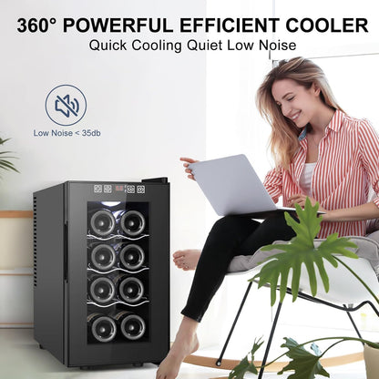 180 Bottles Wine Fridge 24 Inch Dual Zone Wine Cooler Refrigerator Freestanding Wine Refrigerator with Glass Door and Safety Lock, Large Wine Cellar for Home, Office, Kitchen