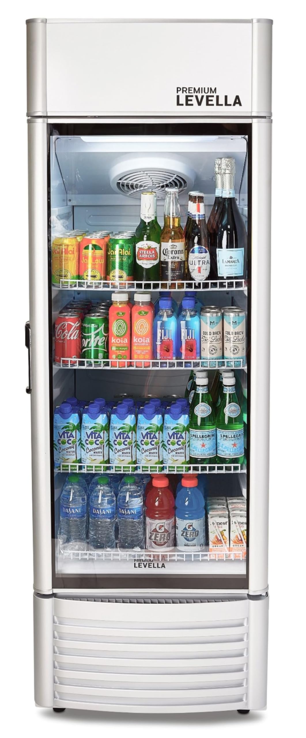 PremiumLevella PRF90DX Glass Door Display Refrigerator Commercial Beverage Cooler Merchandiser With Customizable Lightbox