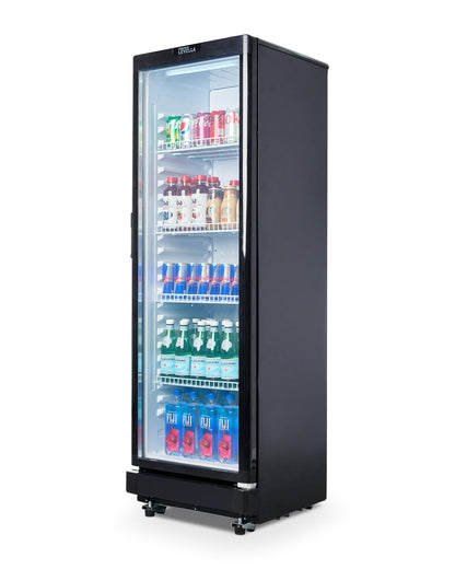 PremiumLevella PRF90DX Glass Door Display Refrigerator Commercial Beverage Cooler Merchandiser With Customizable Lightbox