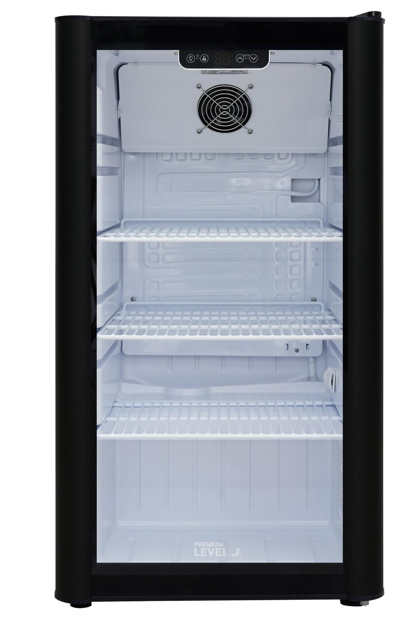 PremiumLevella PRF90DX Glass Door Display Refrigerator Commercial Beverage Cooler Merchandiser With Customizable Lightbox