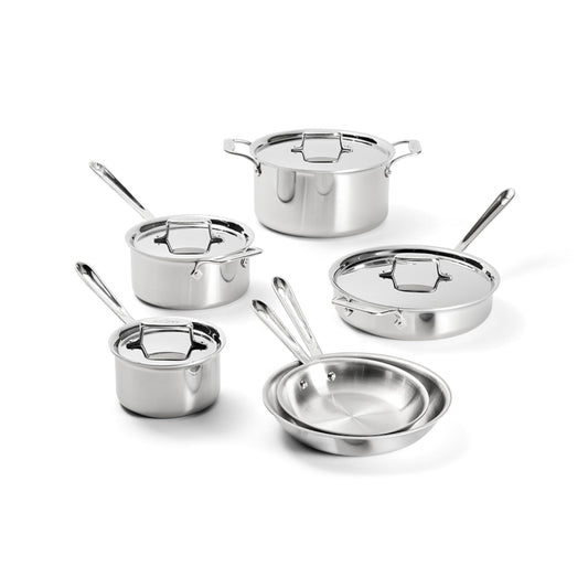 All-Clad D5® Stainless Steel Core 10 Piece Cookware Set- Made in USA- The Upgrade for Supremely Even Heat- Includes Frying Pans, Saucepan, Sautépan, Stockpot -Oven Safe & Induction Compatible