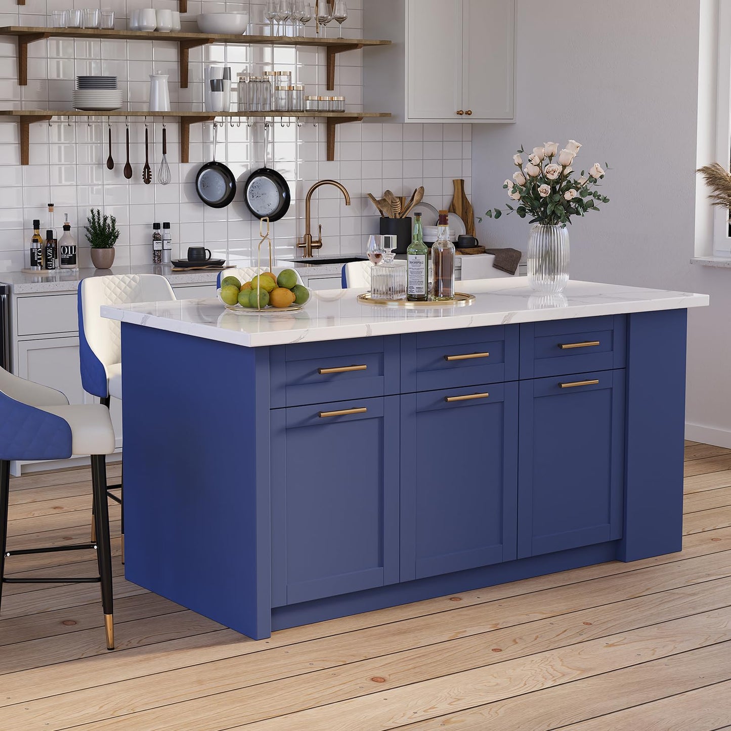 homary 71" White Kitchen Island with Storage Large Kitchen Cabinet with Drawers & Sintered Stone Top Island Table for Dining Room