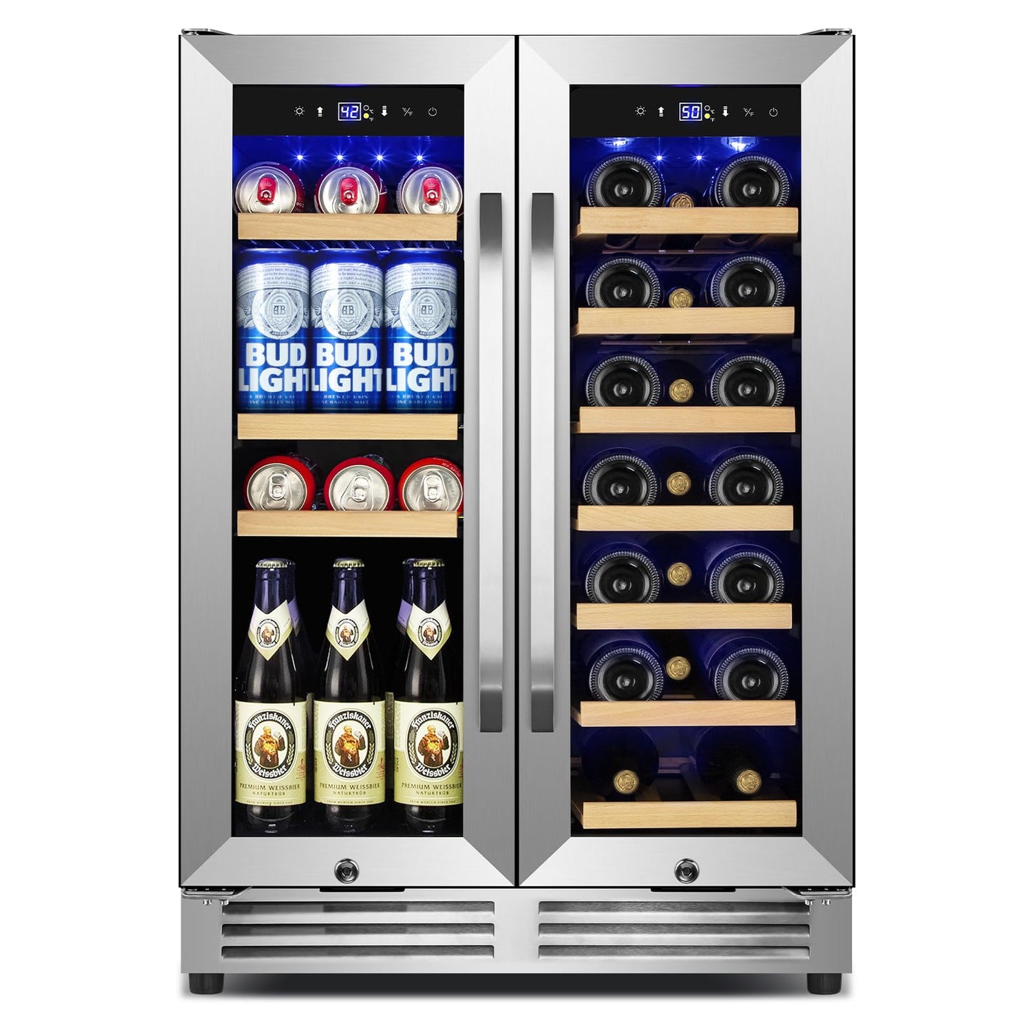 180 Bottles Wine Fridge 24 Inch Dual Zone Wine Cooler Refrigerator Freestanding Wine Refrigerator with Glass Door and Safety Lock, Large Wine Cellar for Home, Office, Kitchen