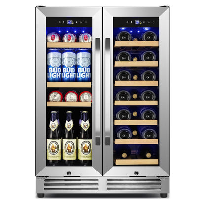 180 Bottles Wine Fridge 24 Inch Dual Zone Wine Cooler Refrigerator Freestanding Wine Refrigerator with Glass Door and Safety Lock, Large Wine Cellar for Home, Office, Kitchen