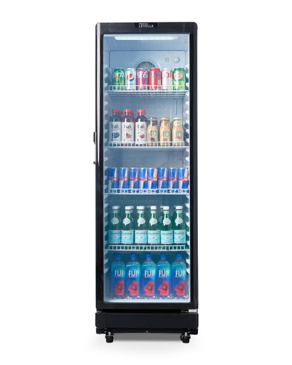 PremiumLevella PRF90DX Glass Door Display Refrigerator Commercial Beverage Cooler Merchandiser With Customizable Lightbox