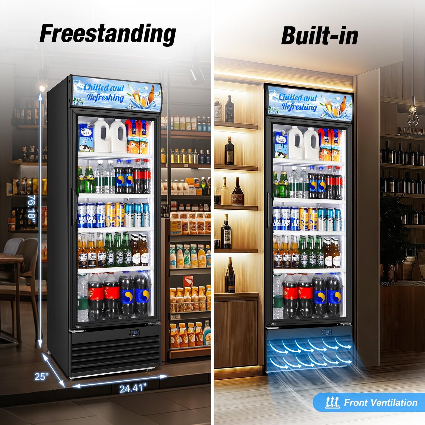 180 Bottles Wine Fridge 24 Inch Dual Zone Wine Cooler Refrigerator Freestanding Wine Refrigerator with Glass Door and Safety Lock, Large Wine Cellar for Home, Office, Kitchen