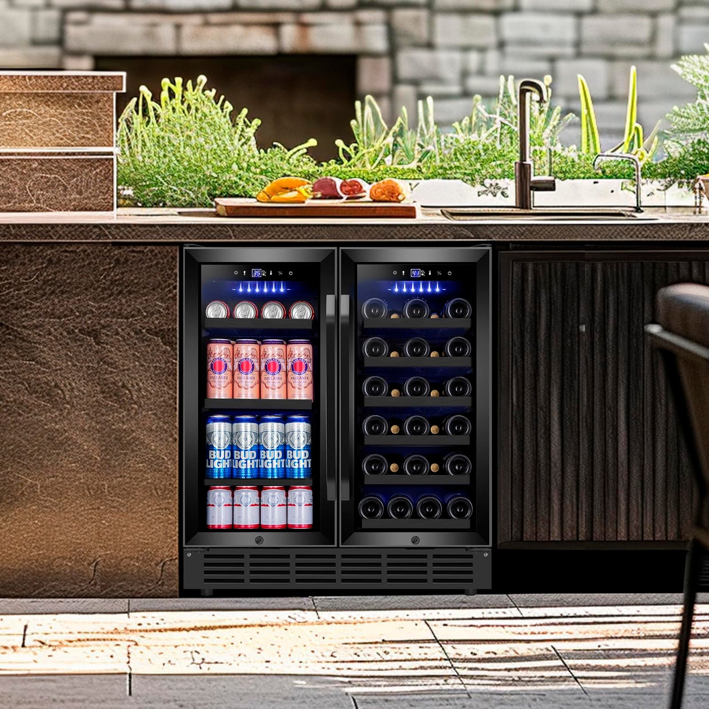 180 Bottles Wine Fridge 24 Inch Dual Zone Wine Cooler Refrigerator Freestanding Wine Refrigerator with Glass Door and Safety Lock, Large Wine Cellar for Home, Office, Kitchen
