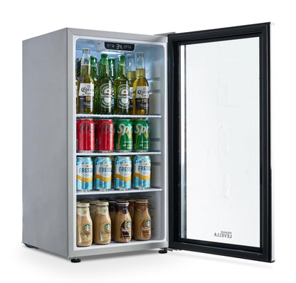 PremiumLevella PRF90DX Glass Door Display Refrigerator Commercial Beverage Cooler Merchandiser With Customizable Lightbox