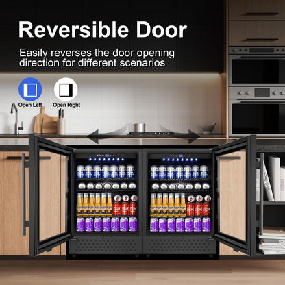 180 Bottles Wine Fridge 24 Inch Dual Zone Wine Cooler Refrigerator Freestanding Wine Refrigerator with Glass Door and Safety Lock, Large Wine Cellar for Home, Office, Kitchen
