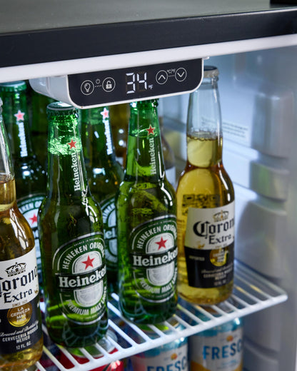 PremiumLevella PRF90DX Glass Door Display Refrigerator Commercial Beverage Cooler Merchandiser With Customizable Lightbox