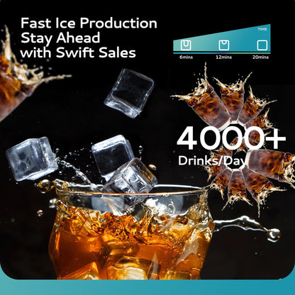 EUHOMY Commercial Ice Maker Machine, Industrial Ice Machine, 250Lbs Storage, Ice Ready in 11-20min, Stainless Steel Ice Maker for Bar/Cafe/Restaurant/Business