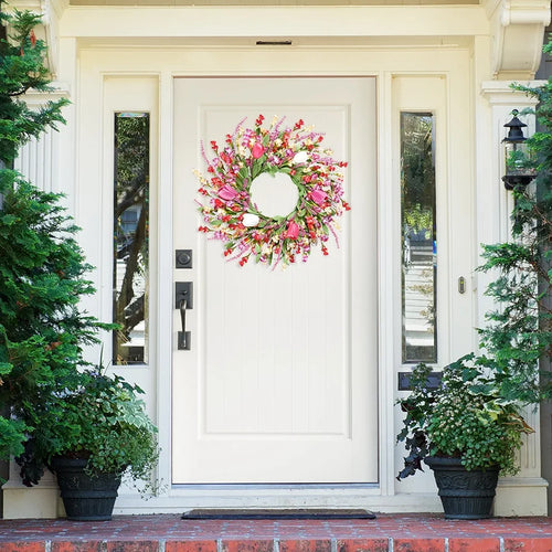 22-Inch Artificial Spring Summer Floral Wreath